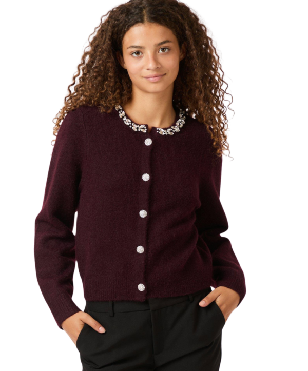 Marie stone knit cardigan - bordeaux