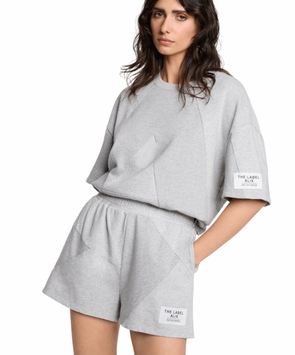 Melange sweat t-shirt - grijs - Afbeelding 3