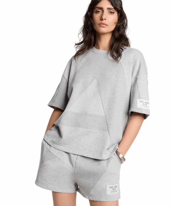 Melange sweat t-shirt - grijs