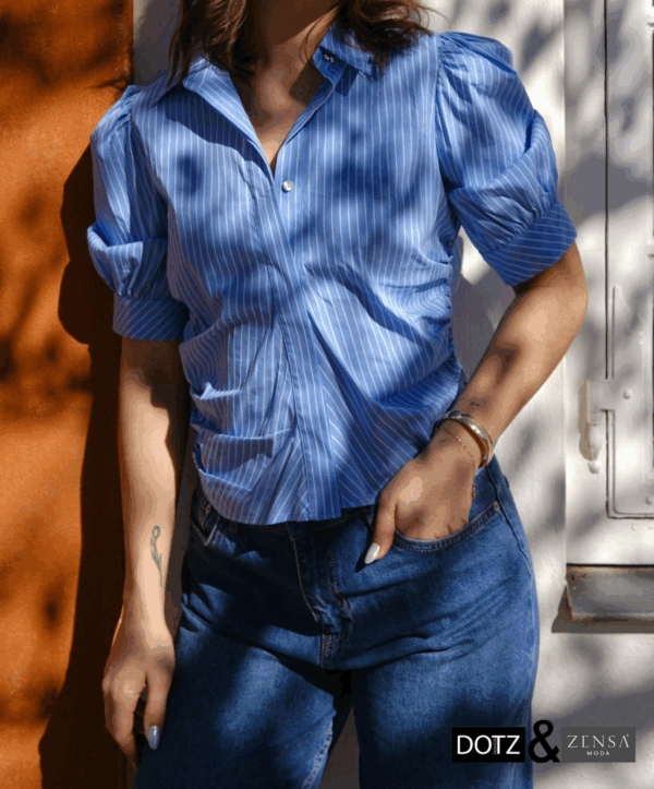 Frannie stripe blouse - blauw - Afbeelding 2