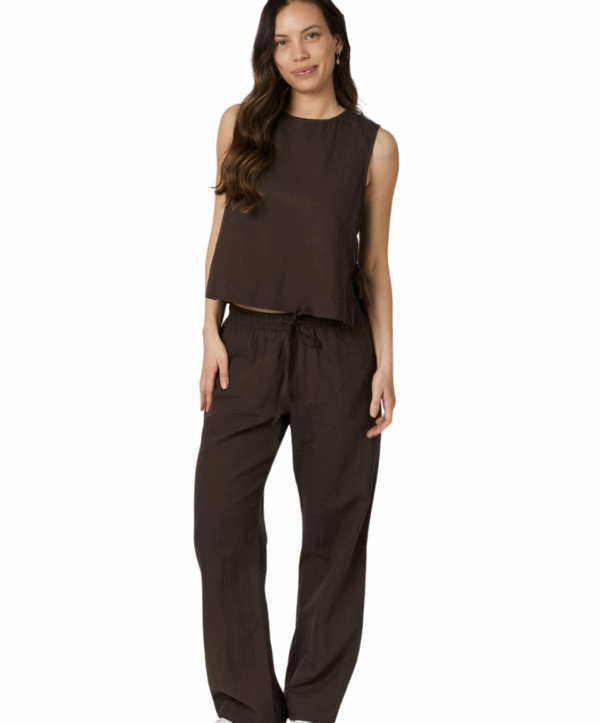 Sonar linen broek - bruin - Afbeelding 2