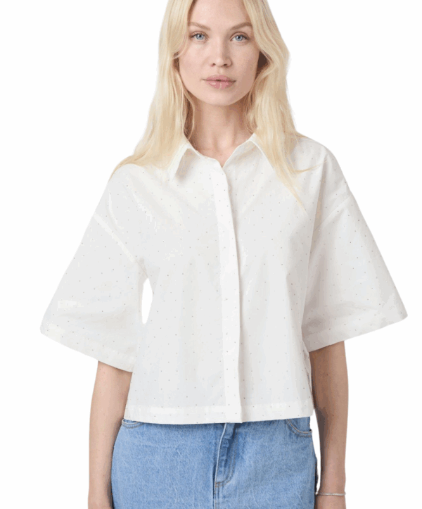 Jasie poplin stone blouse - wit