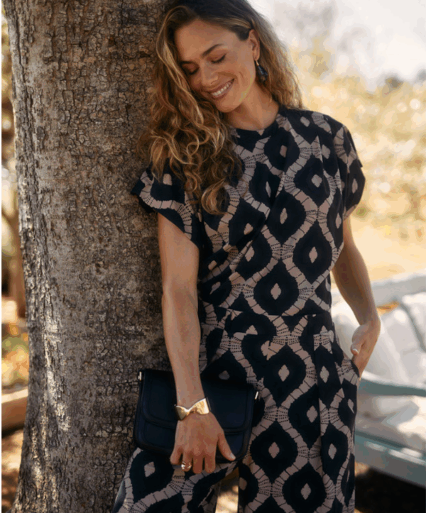 Renske batik top - zwart/latte - Afbeelding 2