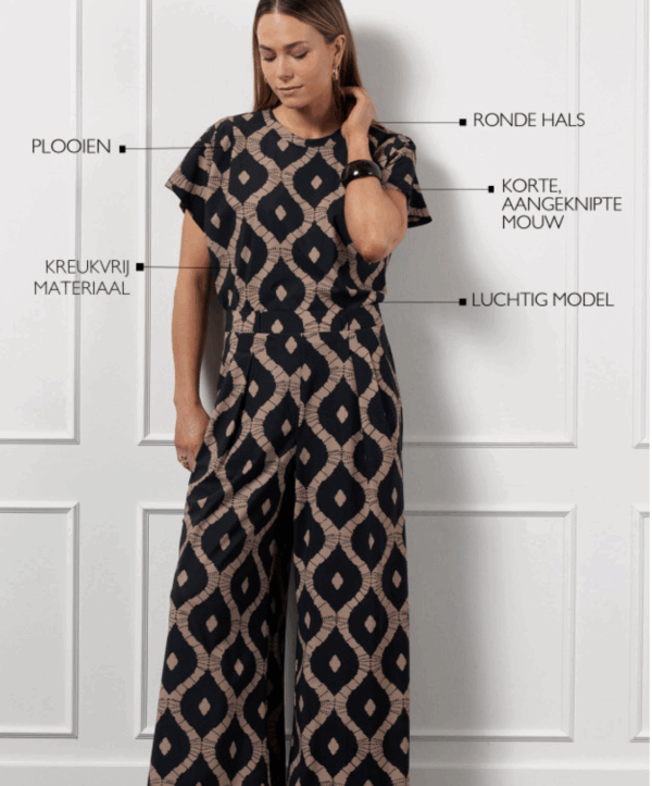 Renske batik top - zwart/latte - Afbeelding 3