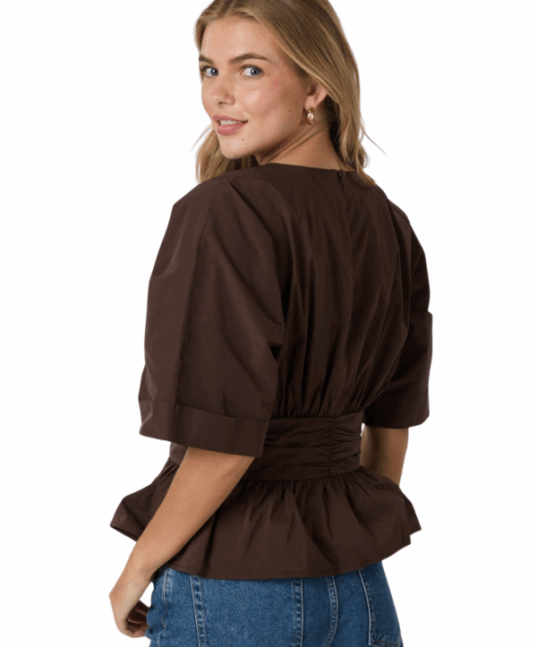 Annegret poplin blouse - bruin - Afbeelding 4
