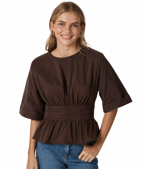 Annegret poplin blouse - bruin - Afbeelding 3