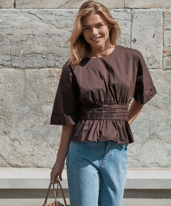 Annegret poplin blouse - bruin - Afbeelding 2