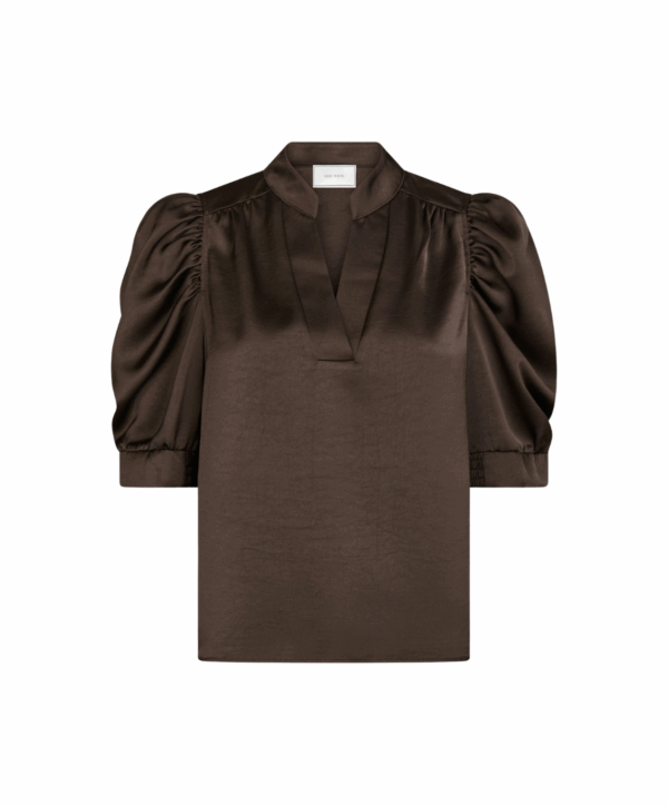 Roella sateen blouse - bruin