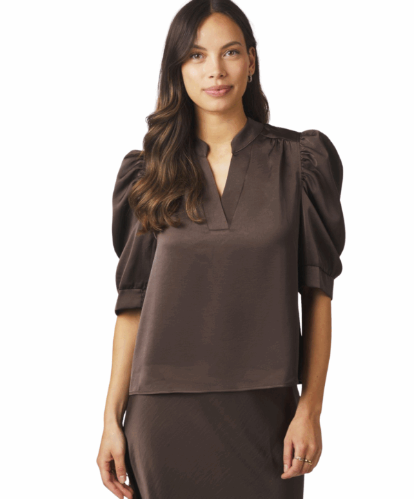 Roella sateen blouse - bruin - Afbeelding 4