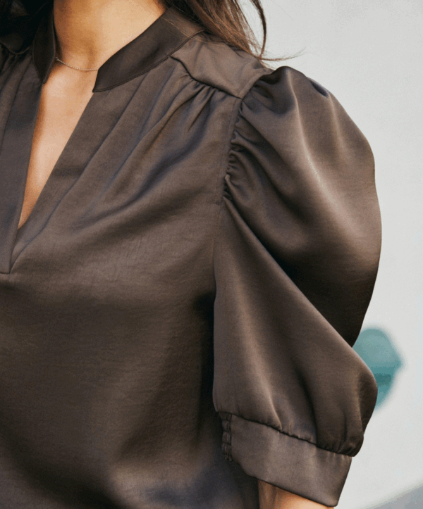 Roella sateen blouse - bruin - Afbeelding 3