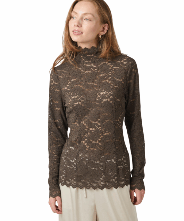 Liza laceflower top - bruin - Afbeelding 3