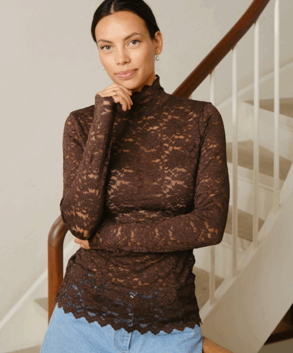 Liza laceflower top - bruin - Afbeelding 2