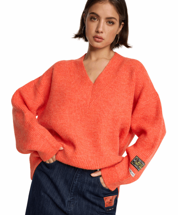 V-neck pullover - oranje