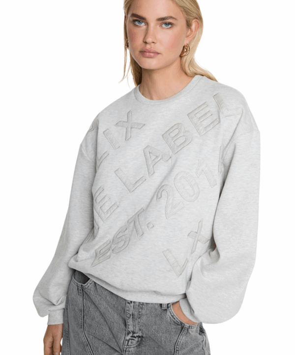 Text patches sweater - grijs