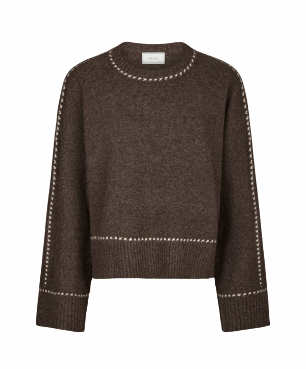 Roeme stitch trui - bruin