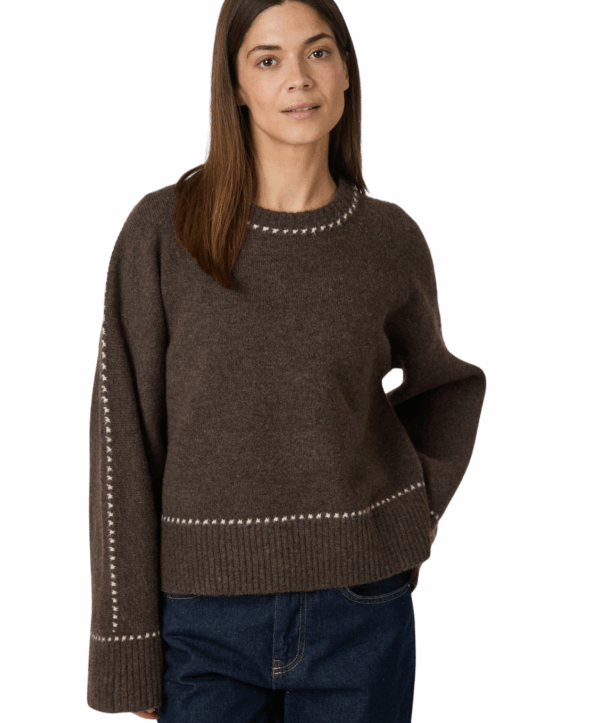 Roeme stitch trui - bruin - Afbeelding 3