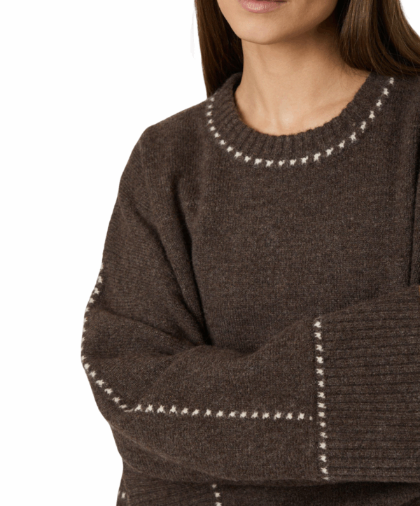 Roeme stitch trui - bruin - Afbeelding 5