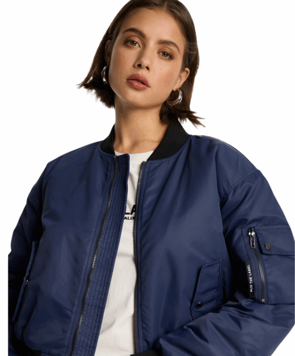 Heavy nylon bomber - blauw - Afbeelding 3