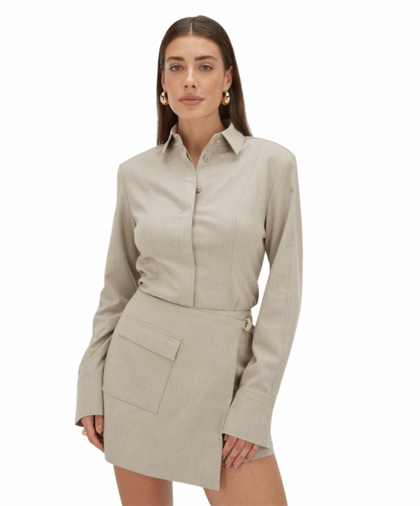 AVA fitted blouse - grijs - Afbeelding 3