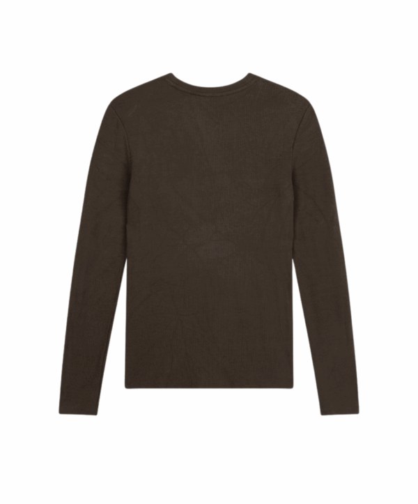 knitted fitted rib longsleeve - bruin - Afbeelding 3
