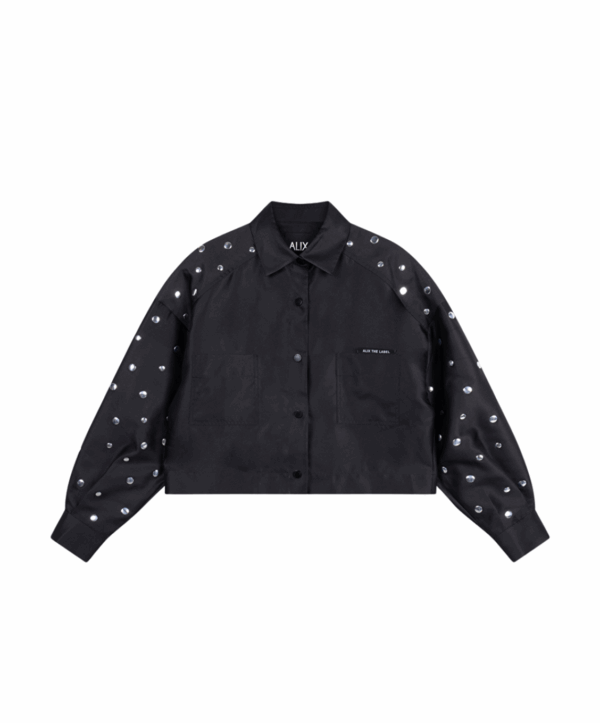 Studs cropped blouse - zwart
