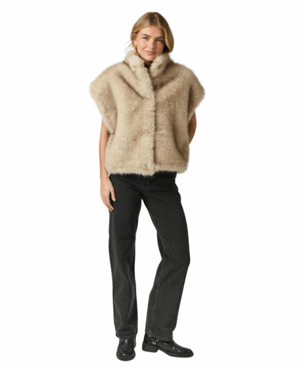 Kevini faux fur vest - beige - Afbeelding 5