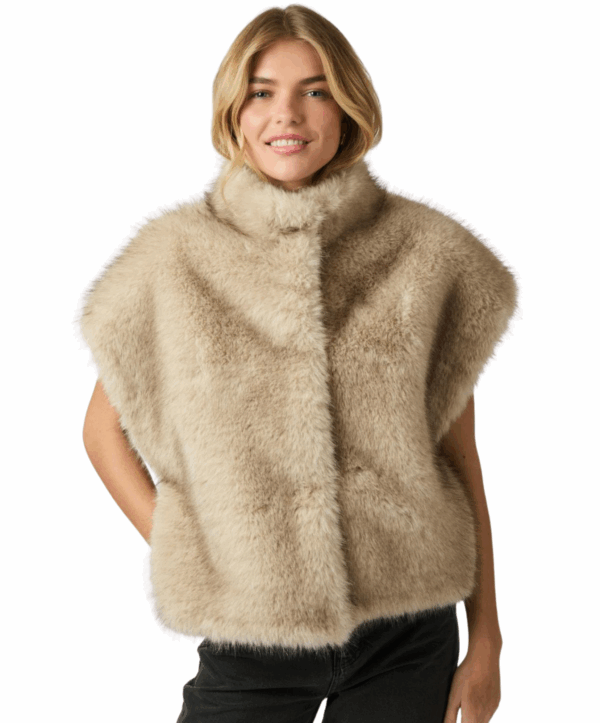 Kevini faux fur vest - beige - Afbeelding 3