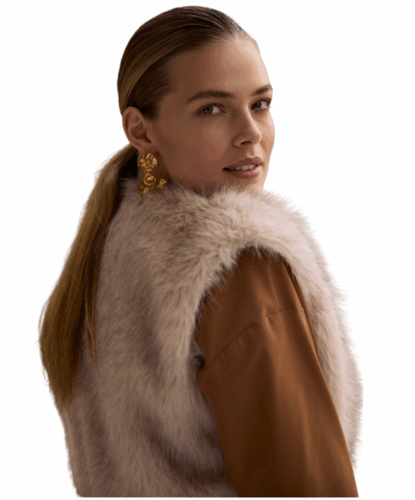 Ivana fur waistcoat - ecru - Afbeelding 3