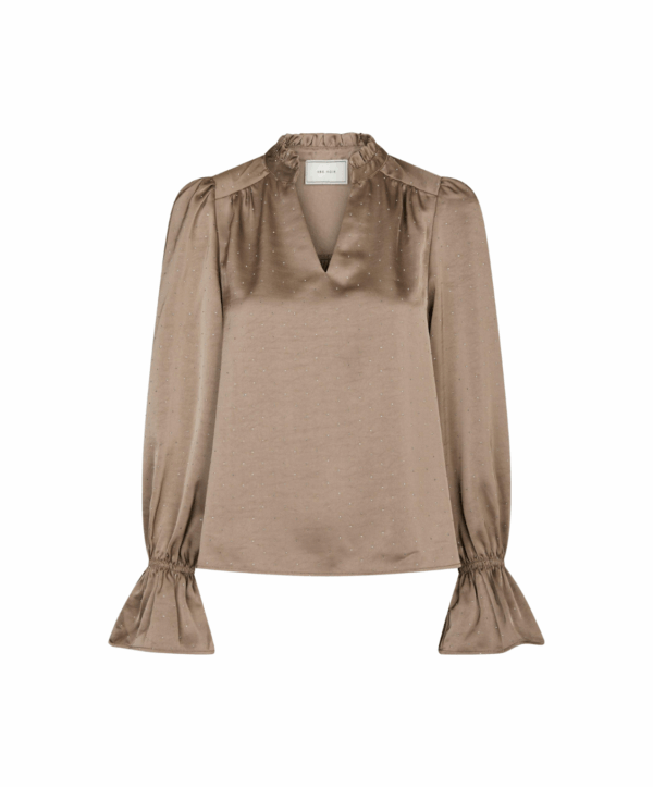 Amara satin bedaz blouse - beige