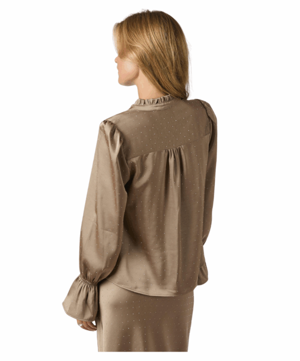 Amara satin bedaz blouse - beige - Afbeelding 4