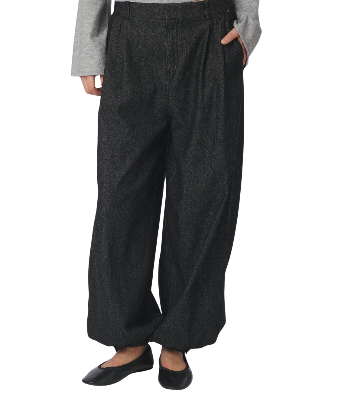 Fayla denim balloon pants – zwart